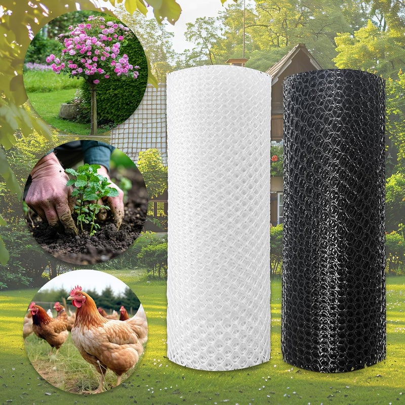 Moyios White Plastic Chicken Wire mesh 15.7IN x 33FT,Plastic Chicken Wire Fencing,Poultry Netting,Plastic mesh for Garden,Balcony Fence,Chicken Wire Frame for Crafts, Floral Mesh.with 100 Ties - Image 5